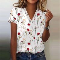 Letnie koszulki damskie Casual luźne koszulki z krótkim rękawem moda damska eleganckie topy 3